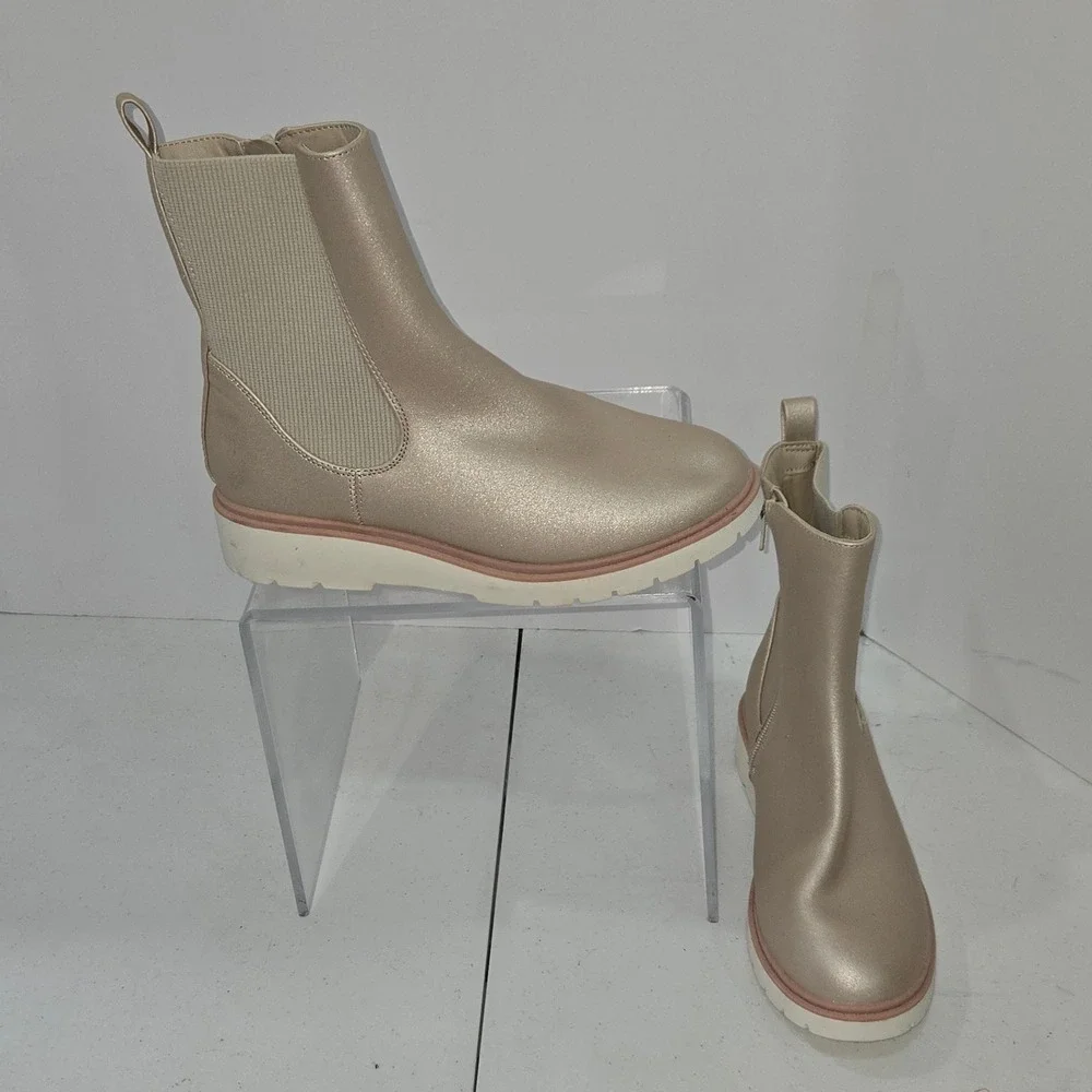 Art Class Girls Size 5 Champagne Gold Shimmer Chelsea Boots F16751283 093120374